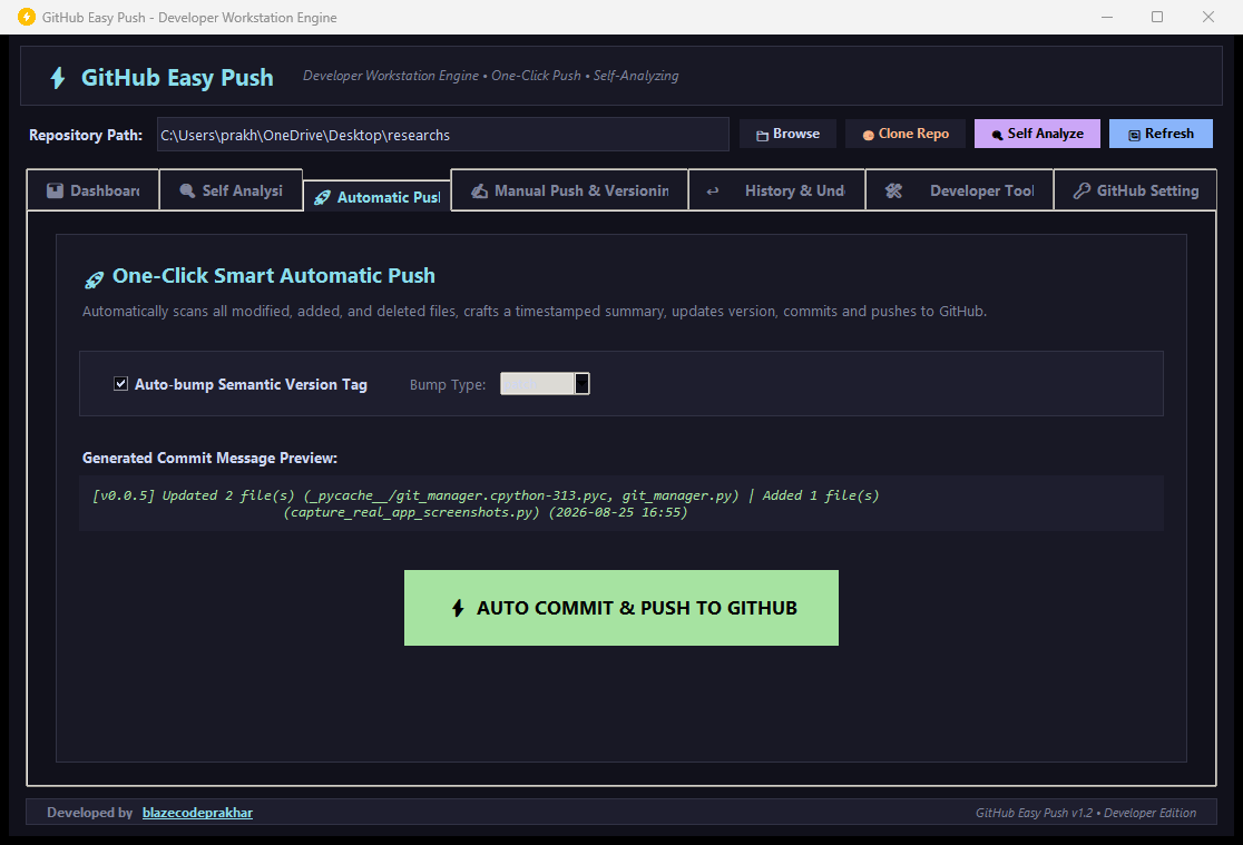Automatic Push Interface Screenshot